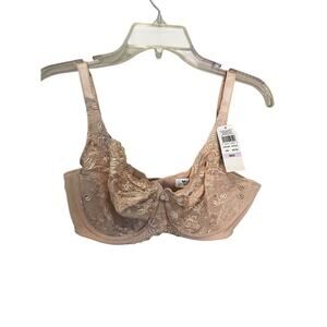 Wacoal Womens Tulip Embroidered Semi-Sheer Underwire Bra 85702 Nude Size 36D NWT